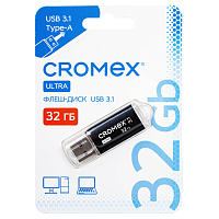 Флеш-диск 32 GB, CROMEX Ultra USB 3.1, металлический корпус, черный, 514163 фото Флеш-диск 32 GB, CROMEX Ultra USB 3.1, металлический корпус, черный, 514163