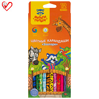 Карандаши цветные Мульти-Пульти "Зоопарк", 12цв., рисунок на корпусе, заточен., картон, европодвес фото Карандаши цветные Мульти-Пульти "Зоопарк", 12цв., рисунок на корпусе, заточен., картон, европодвес