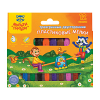 Мелки пластиковые двусторон. Мульти-Пульти "Приключения Енота", 12цв., трехгранные, картон фото Мелки пластиковые двусторон. Мульти-Пульти "Приключения Енота", 12цв., трехгранные, картон