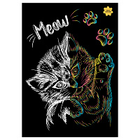 Гравюра с голографическим эффектом ТРИ СОВЫ "Meow", А5 фото Гравюра с голографическим эффектом ТРИ СОВЫ "Meow", А5