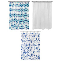 Шторка для ванной PEVA, 180х180 см, кольца в комплекте, 3 дизайна ассорти, УЗОРЫ, WBZ (ВБЗ), 700068