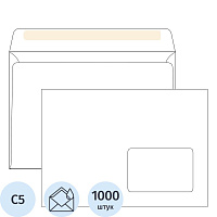 Конверт Packpost С5 80 г/кв.м белый декстрин с правым окном (1000 штук в упаковке) фото Конверт Packpost С5 80 г/кв.м белый декстрин с правым окном (1000 штук в упаковке)