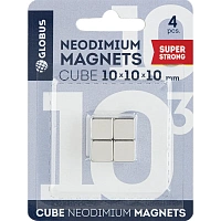 Магнитный держатель для стеклянных досок Глобус МН10 усиленный (10х10х10 мм, 4 штуки в упаковке), сталь фото Магнитный держатель для стеклянных досок Глобус МН10 усиленный (10х10х10 мм, 4 штуки в упаковке), сталь
