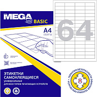 Этикетки самоклеящиеся ProMega label basic 48.5x16.9 мм A4 64 штуки на листе белые (100 листов в упаковке) фото Этикетки самоклеящиеся ProMega label basic 48.5x16.9 мм A4 64 штуки на листе белые (100 листов в упаковке)