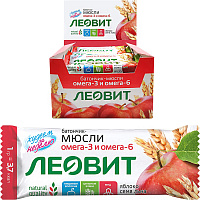 Батончик мюсли Леовит с яблоком и семенами льна (26 штук по 30 г) фото Батончик мюсли Леовит с яблоком и семенами льна (26 штук по 30 г)