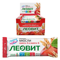 Батончик мюсли Леовит с яблоком и семенами льна (26 штук по 30 г) фото Батончик мюсли Леовит с яблоком и семенами льна (26 штук по 30 г)