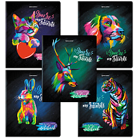 Тетрадь А5, 48 л., BRAUBERG, скоба, клетка, матовая ламинация, выборочный лак, "Animals Pop-Art" (микс в спайке), 404374 фото Тетрадь А5, 48 л., BRAUBERG, скоба, клетка, матовая ламинация, выборочный лак, "Animals Pop-Art" (микс в спайке), 404374