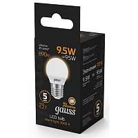 Лампа светодиодная Gauss LED G 9.5Вт E27 3000К 890Лм 220В 105102110 фото Лампа светодиодная Gauss LED G 9.5Вт E27 3000К 890Лм 220В 105102110