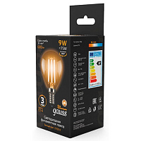 Лампа светодиодная Gauss LED Filament G 9Вт E14 2700К 680Лм 220В 105801109 фото Лампа светодиодная Gauss LED Filament G 9Вт E14 2700К 680Лм 220В 105801109