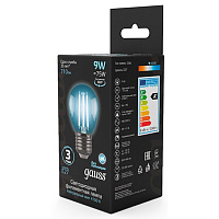 Лампа светодиодная Gauss LED Filament G 9Вт E27 4100К 710Лм 220В 105802209 фото Лампа светодиодная Gauss LED Filament G 9Вт E27 4100К 710Лм 220В 105802209