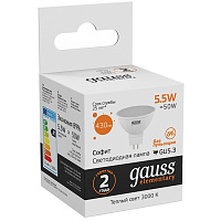 Лампа светодиодная Gauss LED Elementary MR 5.5Вт GU5.3 3000К 430Лм 220В 13516 фото Лампа светодиодная Gauss LED Elementary MR 5.5Вт GU5.3 3000К 430Лм 220В 13516