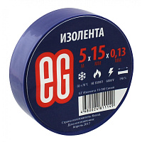 Изолента EG ПВХ 15 мм х 5 м синяя фото Изолента EG ПВХ 15 мм х 5 м синяя