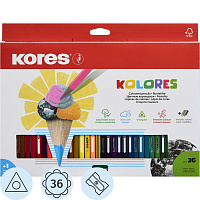 Карандаши цветные Kores Kolores 36 карандашей 36 цветов трёхгранные фото Карандаши цветные Kores Kolores 36 карандашей 36 цветов трёхгранные