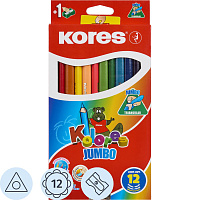 Карандаши цветные Kores Jumbo 12 цветов трехгранные с точилкой фото Карандаши цветные Kores Jumbo 12 цветов трехгранные с точилкой