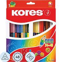 Карандаши цветные Kores Duo 24 карандаша 48 цветов трёхгранные (двусторонние) фото Карандаши цветные Kores Duo 24 карандаша 48 цветов трёхгранные (двусторонние)