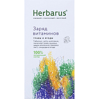 Чайный напиток ягодный травяной Herbarus Заряд витаминов 24 пакетика фото Чайный напиток ягодный травяной Herbarus Заряд витаминов 24 пакетика