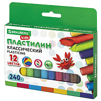Пластилин классический BRAUBERG KIDS, 12 цветов, 240 г, ВЫСШЕЕ КАЧЕСТВО, 105873 фото Пластилин классический BRAUBERG KIDS, 12 цветов, 240 г, ВЫСШЕЕ КАЧЕСТВО, 105873