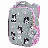 Ранец BRAUBERG LIGHT, 1 отделение, с брелоком, "Cat patches", плюшевые нашивки, 36х26х13 см, 272030 фото Ранец BRAUBERG LIGHT, 1 отделение, с брелоком, "Cat patches", плюшевые нашивки, 36х26х13 см, 272030