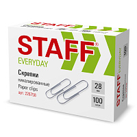 Скрепки STAFF "EVERYDAY", 28 мм, никелированные, 100 шт., в картонной коробке, 226758 фото Скрепки STAFF "EVERYDAY", 28 мм, никелированные, 100 шт., в картонной коробке, 226758