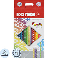 Карандаши цветные Kores Kolores Style 15 карандашей 15 цветов трёхгранные фото Карандаши цветные Kores Kolores Style 15 карандашей 15 цветов трёхгранные