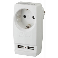 Тройник Эра 1 на 1 розетку без шнура (SP-1e-USB-W) фото Тройник Эра 1 на 1 розетку без шнура (SP-1e-USB-W)
