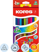 Карандаши цветные Kores DUO Jumbo 12 карандашей 24 цвета трёхгранные (двусторонние) фото Карандаши цветные Kores DUO Jumbo 12 карандашей 24 цвета трёхгранные (двусторонние)