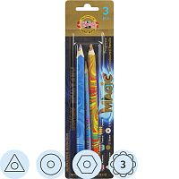 Карандаши цветные Koh-i-Noor Magic 3 карандаша 3 цвета шестигранный/трёхгранный/круглый (утолщённые) фото Карандаши цветные Koh-i-Noor Magic 3 карандаша 3 цвета шестигранный/трёхгранный/круглый (утолщённые)