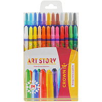 Карандаши восковые Crown "ArtStory", 24цв., выкручивающийся стержень, ПВХ, европодвес фото Карандаши восковые Crown "ArtStory", 24цв., выкручивающийся стержень, ПВХ, европодвес