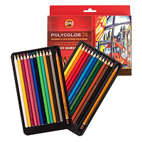 Карандаши цветные Koh-I-Noor Polycolor художественные 24 цвета шестигранные с точилкой фото Карандаши цветные Koh-I-Noor Polycolor художественные 24 цвета шестигранные с точилкой
