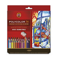 Карандаши цветные художественные классические Koh-i-Noor Polycolor 36 карандашей 36 цветов шестигранные (3835036007KZ) фото Карандаши цветные художественные классические Koh-i-Noor Polycolor 36 карандашей 36 цветов шестигранные (3835036007KZ)