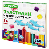 Пластилин мягкий восковой BRAUBERG KIDS, 24 цвета, 360 г, со стеком, 106498 фото Пластилин мягкий восковой BRAUBERG KIDS, 24 цвета, 360 г, со стеком, 106498
