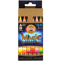 Карандаши с многоцв. гриф. Koh-I-Noor "Magic", 13цв., утолщен, заточ, точилка+ластик, картон, европодвес фото Карандаши с многоцв. гриф. Koh-I-Noor "Magic", 13цв., утолщен, заточ, точилка+ластик, картон, европодвес