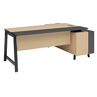 Стол руководителя угловой Avizo 145S003 с тумбой левый (дуб парма/графит, 2011х1620х750 мм)
