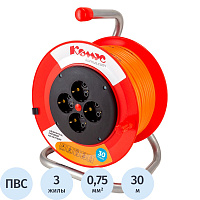 Удлинитель на катушке пластик Комус ПВС 3x0.75 кв.мм 30 м 10 А 2200 Вт IP20 с заземлением 4 розетки фото Удлинитель на катушке пластик Комус ПВС 3x0.75 кв.мм 30 м 10 А 2200 Вт IP20 с заземлением 4 розетки