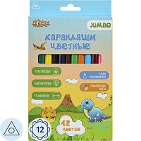 Карандаши цветные Комус Класс Дино 12 карандашей 12 цветов трёхгранные (утолщённые) фото Карандаши цветные Комус Класс Дино 12 карандашей 12 цветов трёхгранные (утолщённые)