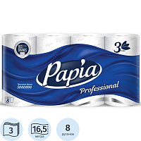 Бумага туалетная Papia Professional 3-слойная белая (8 рулонов в упаковке) фото Бумага туалетная Papia Professional 3-слойная белая (8 рулонов в упаковке)
