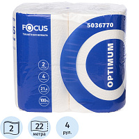 Бумага туалетная Focus Optimum 2-слойная белая (4 рулона в упаковке) фото Бумага туалетная Focus Optimum 2-слойная белая (4 рулона в упаковке)