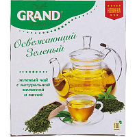 Чай зеленый Grand Освежающий 100 пакетиков (мята, мелисса) фото Чай зеленый Grand Освежающий 100 пакетиков (мята, мелисса)