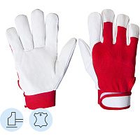 Перчатки рабочие Jeta Safety Mechanic JLE301 кожаные красные/белые (размер 10, XL) фото Перчатки рабочие Jeta Safety Mechanic JLE301 кожаные красные/белые (размер 10, XL)