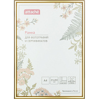 Рамка Комус (Attache) А4 21x30 см пластиковый багет 10 мм золотистая фото Рамка Комус (Attache) А4 21x30 см пластиковый багет 10 мм золотистая