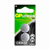 Батарейка CR2032 GP Lithium (2 штуки в упаковке) фото Батарейка CR2032 GP Lithium (2 штуки в упаковке)