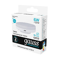 Лампа светодиодная Gauss Elementary GX 6Вт GX53 4100К 460Лм 83826 фото Лампа светодиодная Gauss Elementary GX 6Вт GX53 4100К 460Лм 83826