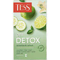 Чай зеленый Tess Get Detox 20 пакетиков (лайм, огурец, растительные компоненты) фото Чай зеленый Tess Get Detox 20 пакетиков (лайм, огурец, растительные компоненты)