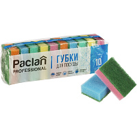 Губка для посуды Paclan поролон 8x5 см с абразивным слоем (10 штук в упаковке) фото Губка для посуды Paclan поролон 8x5 см с абразивным слоем (10 штук в упаковке)