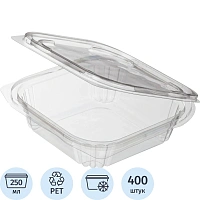 Контейнер одноразовый с крышкой ЮП-РКСП 132х136х34 мм 250 мл прозрачный (400 штук в упаковке) фото Контейнер одноразовый с крышкой ЮП-РКСП 132х136х34 мм 250 мл прозрачный (400 штук в упаковке)