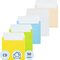 Конверт цветной для CD Packpost 125x125 мм 90 г/кв.м ассорти декстрин (50 штук в упаковке) фото Конверт цветной для CD Packpost 125x125 мм 90 г/кв.м ассорти декстрин (50 штук в упаковке)