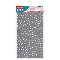 Коврик для ванны противоскользящий 70х36 см, "Галька", темно-серый, ПВХ, присоски, PRIMILA (ПРИМИЛА),700379