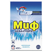Порошок стиральный для ручной стирки Миф Аква Пудра Морозная свежесть 400 г фото Порошок стиральный для ручной стирки Миф Аква Пудра Морозная свежесть 400 г