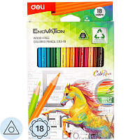 Карандаши цветные Deli Enovation 18 карандашей 18 цветов трёхгранные фото Карандаши цветные Deli Enovation 18 карандашей 18 цветов трёхгранные