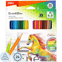 Карандаши цветные Deli Enovation 24 карандаша 24 цвета трёхгранные фото Карандаши цветные Deli Enovation 24 карандаша 24 цвета трёхгранные